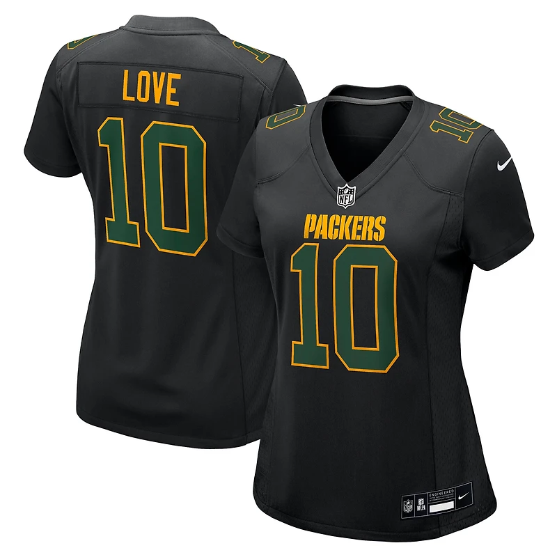Maillot de jeu Nike Jordan Love Black Green Bay Packers Fashion pour femme
