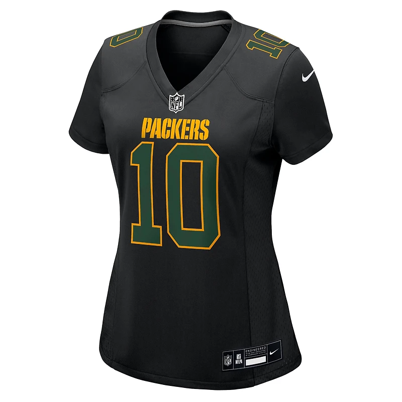 Maillot de jeu Nike Jordan Love Black Green Bay Packers Fashion pour femme