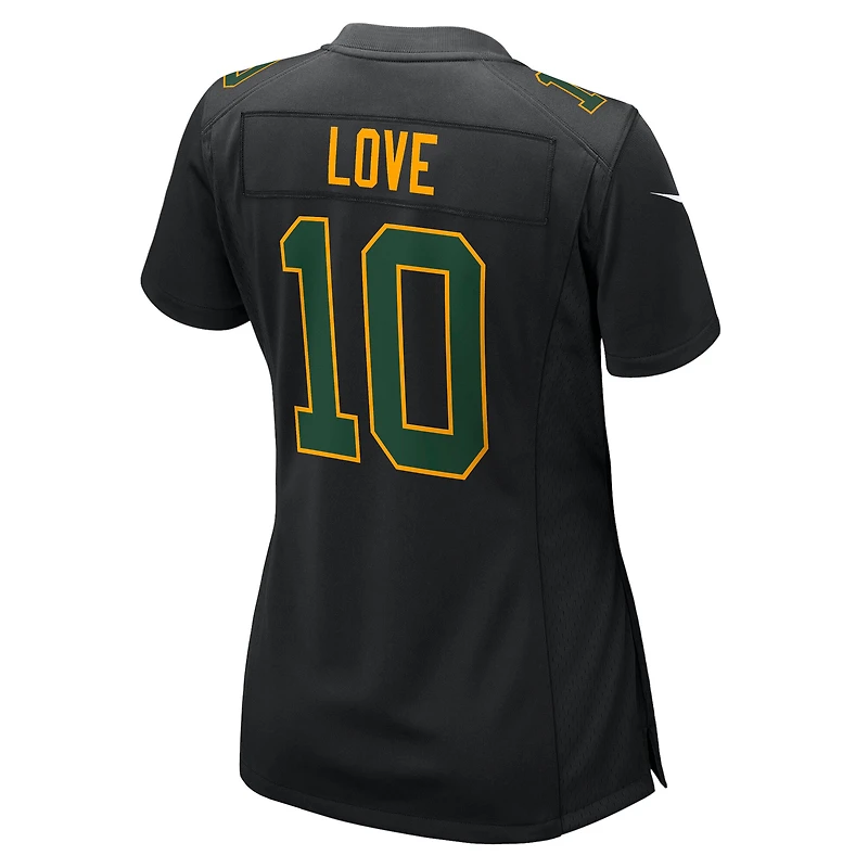 Maillot de jeu Nike Jordan Love Black Green Bay Packers Fashion pour femme