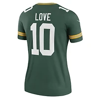 Haut Nike Jordan Love Green pour femme, joueur légendaire des Packers de Bay