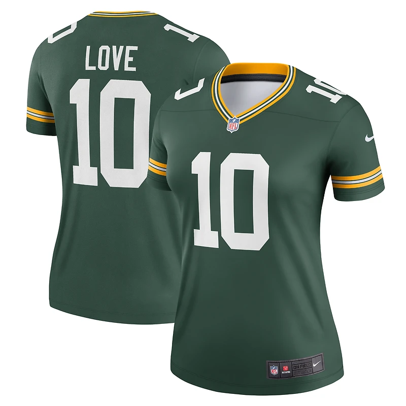 Haut Nike Jordan Love Green pour femme, joueur légendaire des Packers de Bay