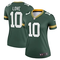 Haut Nike Jordan Love Green pour femme, joueur légendaire des Packers de Bay