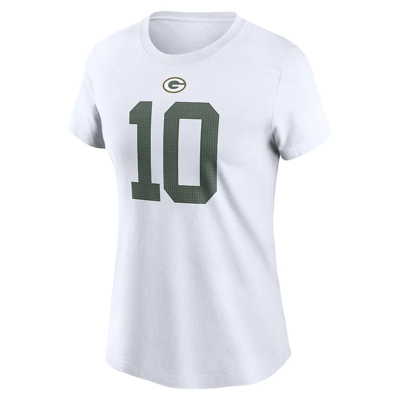 Women's Nike Jordan Love White Green Bay Packers Player Name & Number T-Shirt