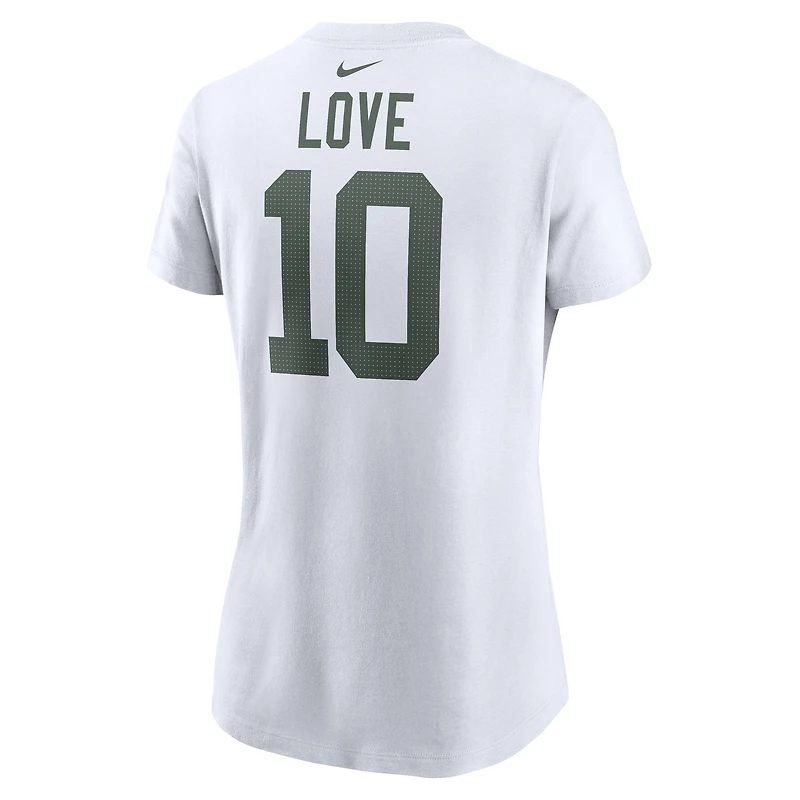 Women's Nike Jordan Love White Green Bay Packers Player Name & Number T-Shirt