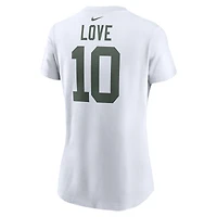 Women's Nike Jordan Love White Green Bay Packers Player Name & Number T-Shirt