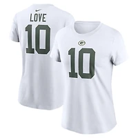 Women's Nike Jordan Love White Green Bay Packers Player Name & Number T-Shirt