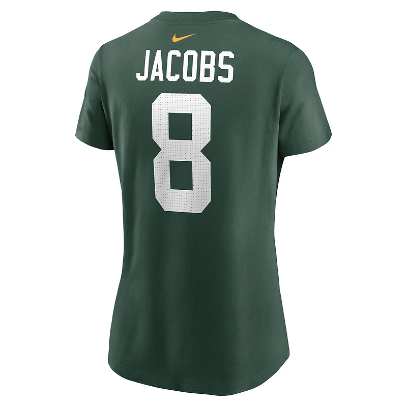 T-shirt avec nom et numéro de joueur Nike Josh Jacobs Green Bay Packers pour femme