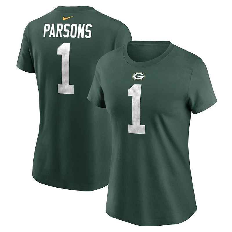 T-shirt Nike Micah Parsons pour femme, vert, avec nom et numéro des Green Bay Packers
