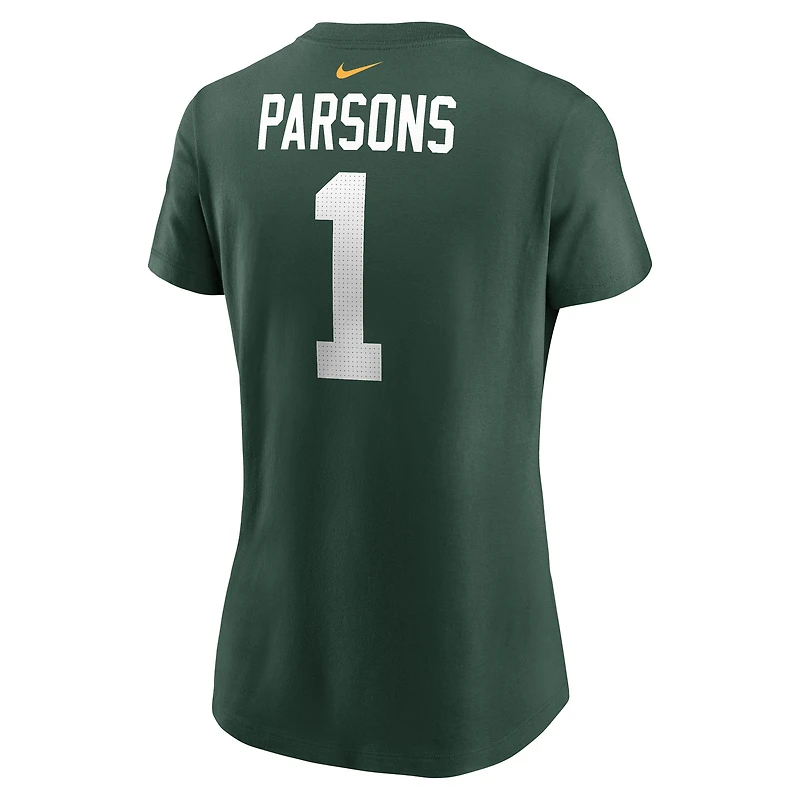 T-shirt Nike Micah Parsons pour femme, vert, avec nom et numéro des Green Bay Packers