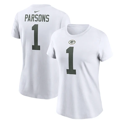 Women's Nike Micah Parsons White Green Bay Packers Player Name & Number T-Shirt