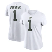 Women's Nike Micah Parsons White Green Bay Packers Player Name & Number T-Shirt
