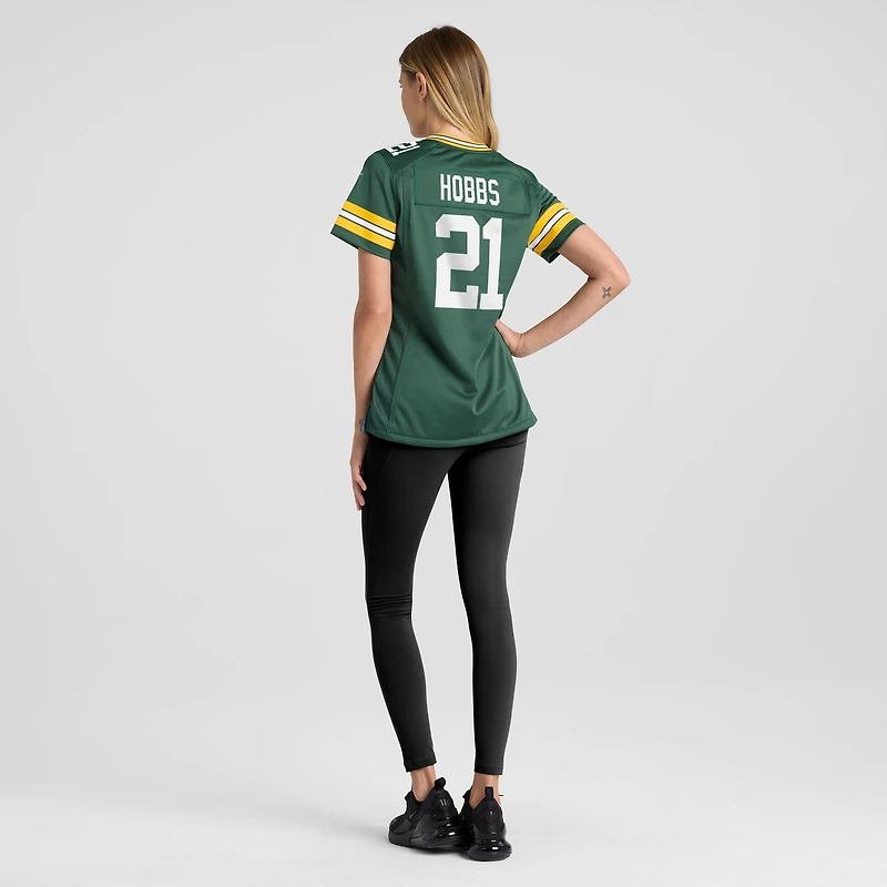 Maillot Nike Nate Hobbs Green pour femme, équipe des Packers de Bay
