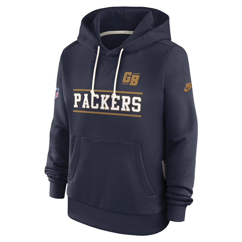 Sweat à capuche Nike Dri-FIT alternatif Green Bay Packers Sideline Standard Issue bleu marine pour femme