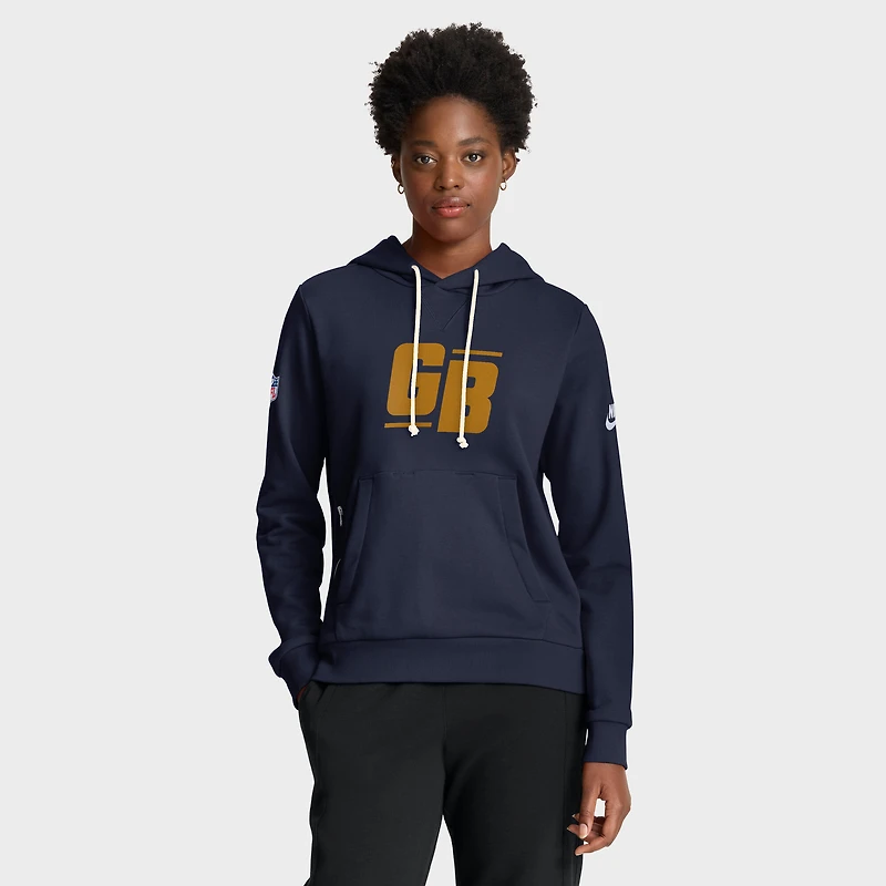 Sweat à capuche Nike Dri-FIT Sideline Standard Issue pour femme, bleu marine, des Green Bay Packers