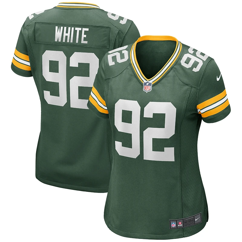 Maillot de joueur retraité Nike Reggie blanc vert Green Bay Packers pour femme