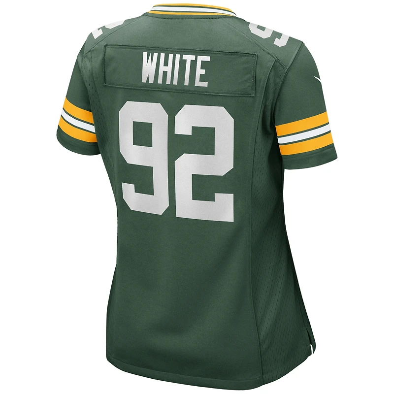 Maillot de joueur retraité Nike Reggie blanc vert Green Bay Packers pour femme