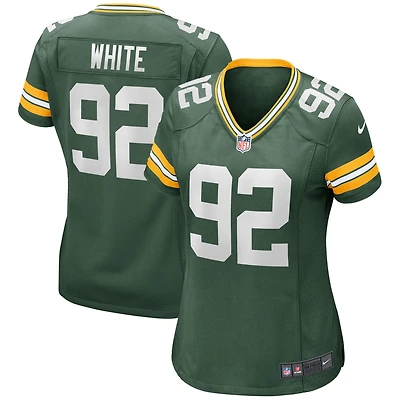 Maillot de joueur retraité Nike Reggie blanc vert Green Bay Packers pour femme