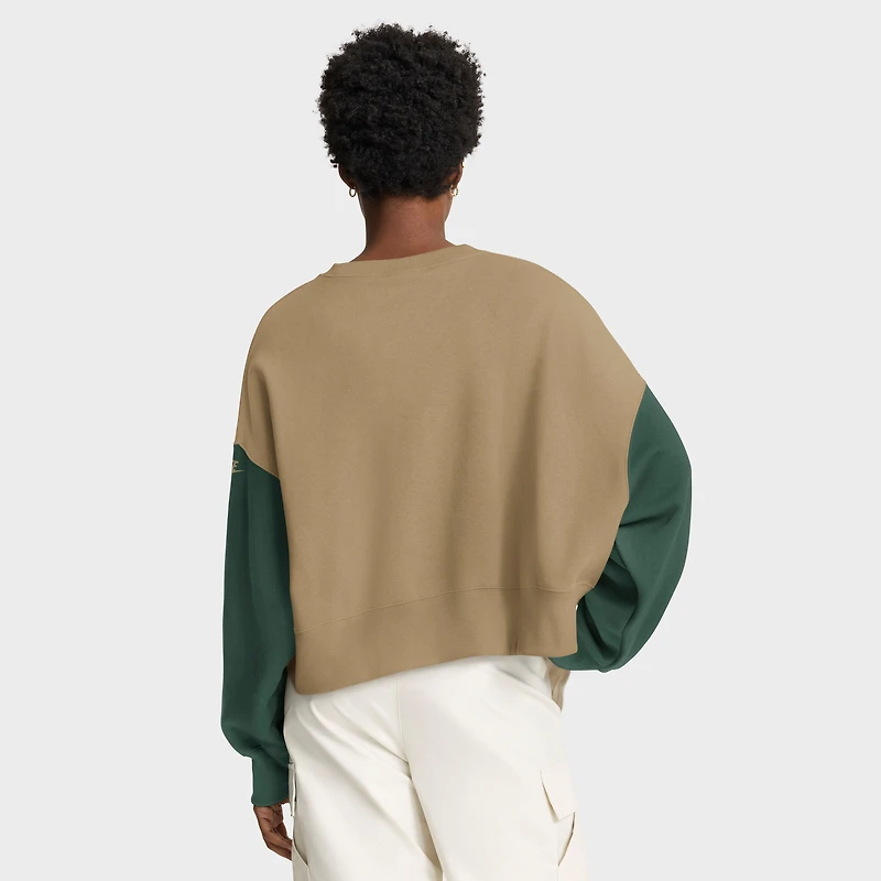 Women's Nike Tan Green Bay Packers Oversized Rewind Pullover Sweatshirt