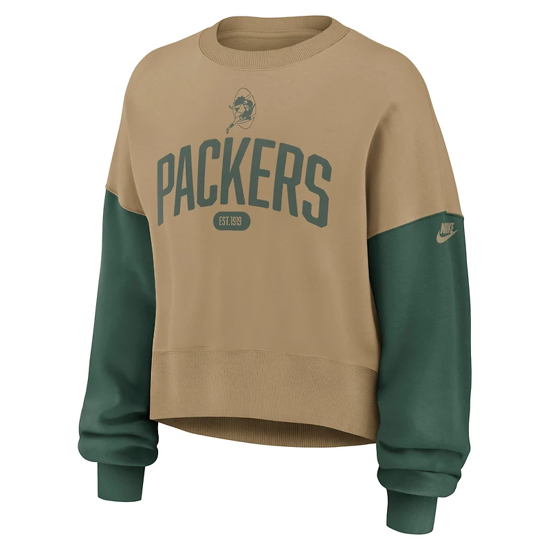 Sweat-shirt surdimensionné Nike Tan Green Bay Packers Rewind pour femme