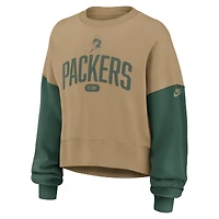 Women's Nike Tan Green Bay Packers Oversized Rewind Pullover Sweatshirt