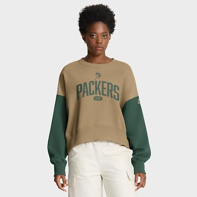 Women's Nike Tan Green Bay Packers Oversized Rewind Pullover Sweatshirt