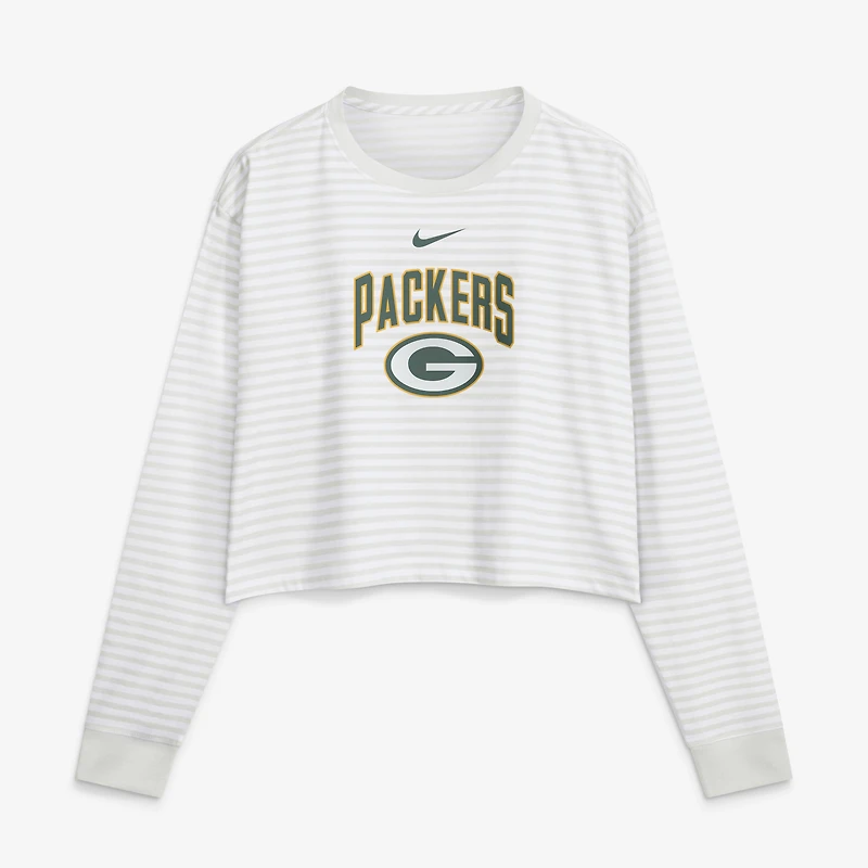 Haut court ample Nike Green Bay Packers blanc pour femme