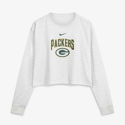 Women's Nike White Green Bay Packers Loose Fit Crop Top