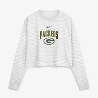 Women's Nike White Green Bay Packers Loose Fit Crop Top