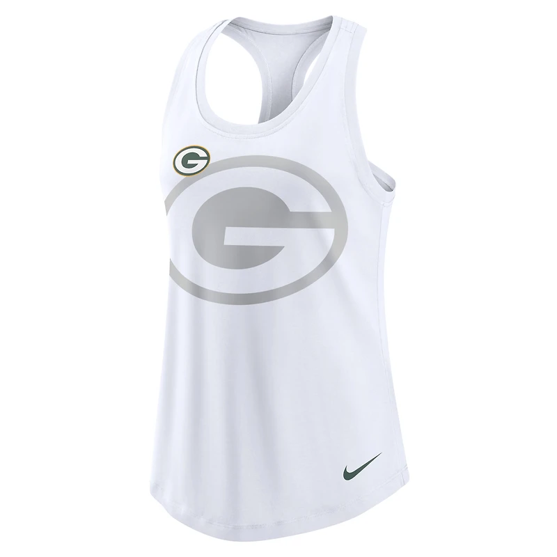 Women's Nike White Green Bay Packers Tri-Blend Racerback Scoop Neck Tank Top