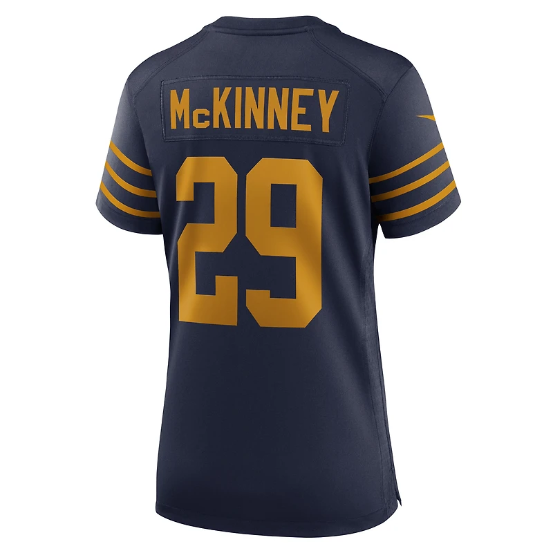 Maillot Nike Xavier McKinney bleu marine pour femme des Packers de Green Bay, édition 1923