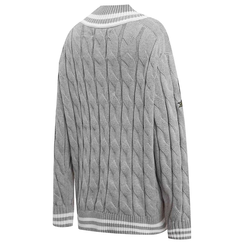Women's Pro Standard Heather Gray Green Bay Packers Prep V-Neck Pullover Sweater