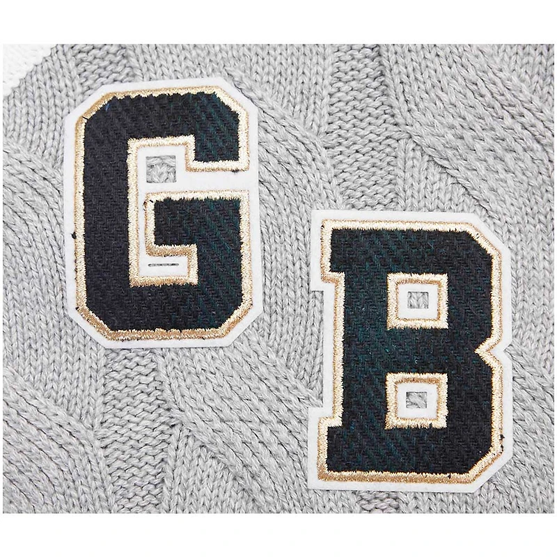 Women's Pro Standard  Heather Gray Green Bay Packers Prep V-Neck Pullover Sweater