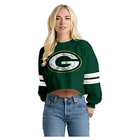 T-shirt à manches longues rayé oversize court des Green Bay Packers pour femmes, style Spirit Jersey vert