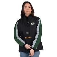 Women's Starter Black/Green Green Bay Packers Thursday Night Gridiron Half-Zip Jacket