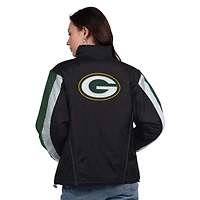 Women's Starter Black/Green Green Bay Packers Thursday Night Gridiron Half-Zip Jacket