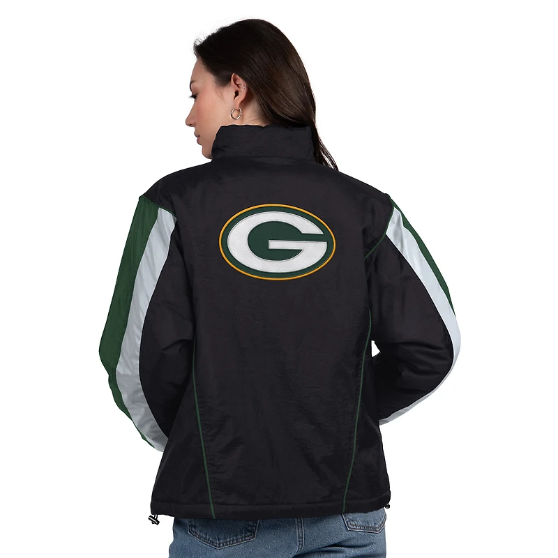 Veste demi-zippée pour femme Starter noire/verte des Green Bay Packers Thursday Night Gridiron