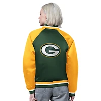 Women's Starter Green/Gold Green Bay Packers Satin Full-Snap Vintage Varsity Jacket