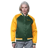 Women's Starter Green/Gold Green Bay Packers Satin Full-Snap Vintage Varsity Jacket