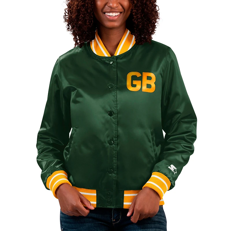 Women's Starter Green Bay Packers Full Count Satin Full-Snap Varsity Jacket