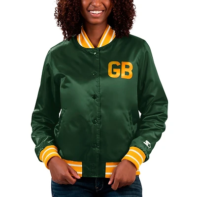 Veste universitaire à bouton-pression en satin pour femmes Starter Green Bay Packers