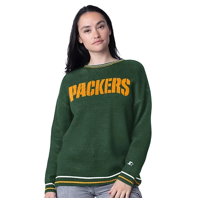 Pull oversize en tricot intarsia Starter Green des Bay Packers pour femme