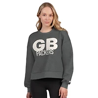 Sweat-shirt court en polaire gris chiné pour femme des Packers de Green Bay