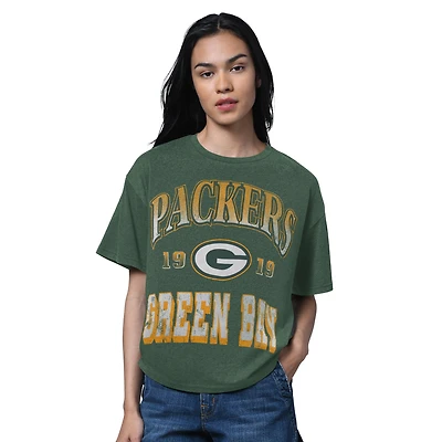 T-shirt surdimensionné pour femme, Heather Green, des Packers de Green Bay, membre du Temple la renommée