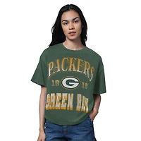 T-shirt surdimensionné pour femme, Heather Green, des Packers de Green Bay, membre du Temple la renommée