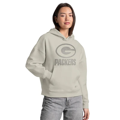 Sweat à capuche décontracté Starter kaki Green Bay Packers pour femme, orné de strass