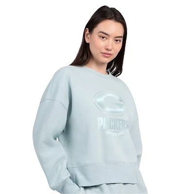 Women's Starter Mint Green Bay Packers Travel Pastels Boxy Fleece Sweatshirt