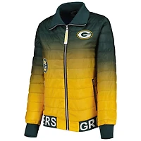 Veste matelassée à glissière pleine longueur The Wild Collective Green Bay Packers pour femme, vert/doré