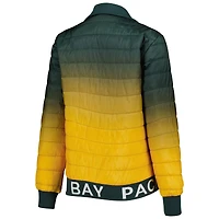 Veste matelassée à glissière pleine longueur The Wild Collective Green Bay Packers pour femme, vert/doré