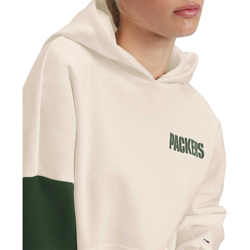 Sweat à capuche Tommy Hilfiger crème/vert Green Bay Packers Harriet pour femme