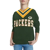 Women's Tommy Hilfiger Green Bay Packers Heidi Raglan V-Neck Sweater